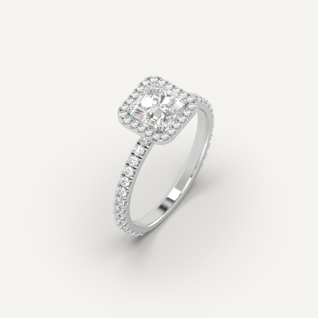 1 Carat Engagement Ring Radiant Cut Diamond In Platinum
