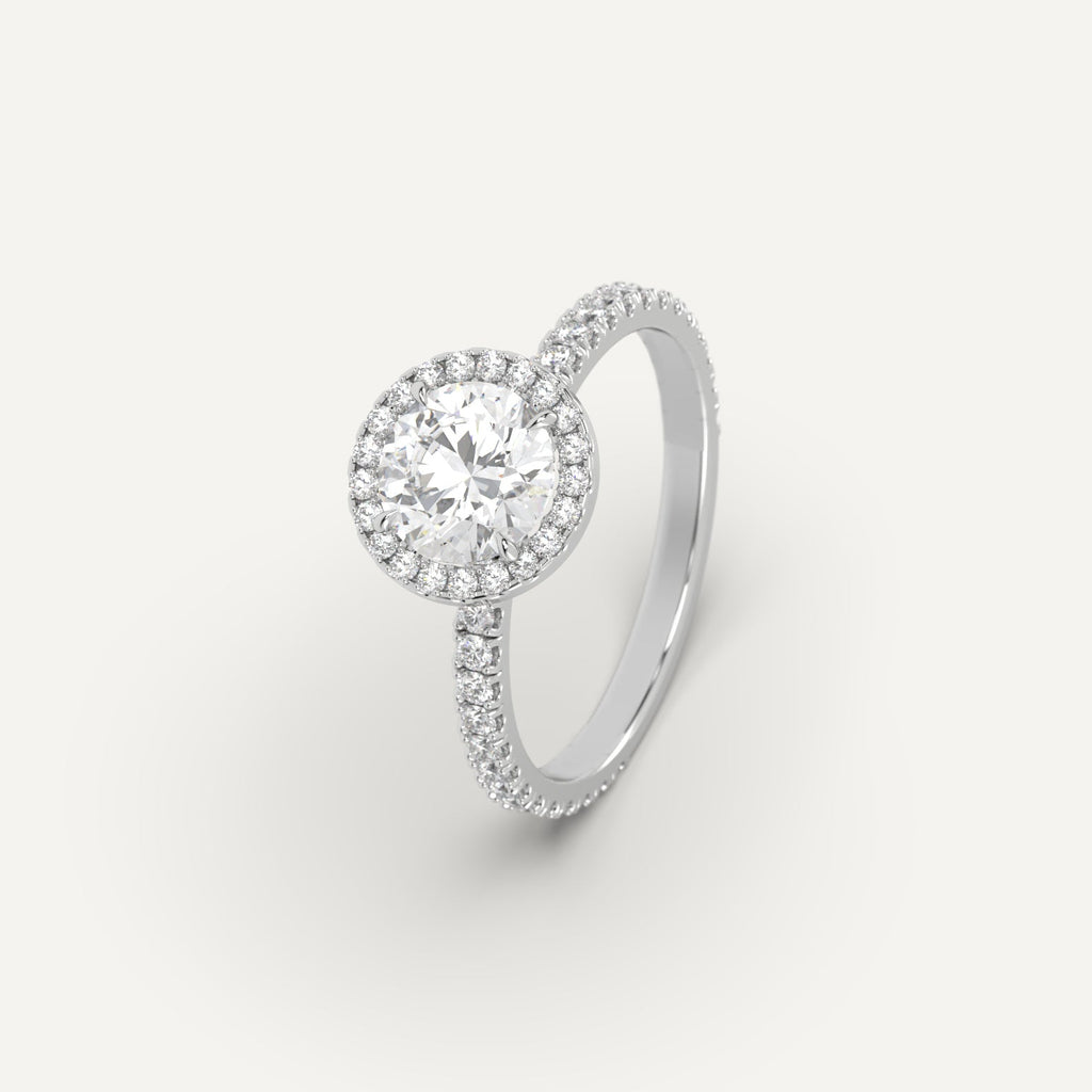 White Gold 1 Carat Engagement Ring Round Cut Diamond