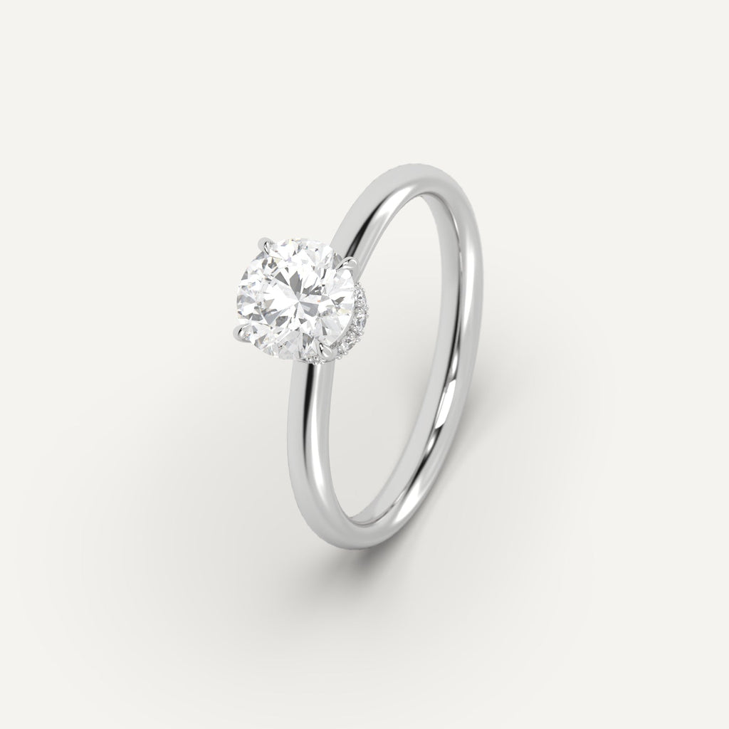 Platinum 1 Carat Engagement Ring Round Cut Diamond