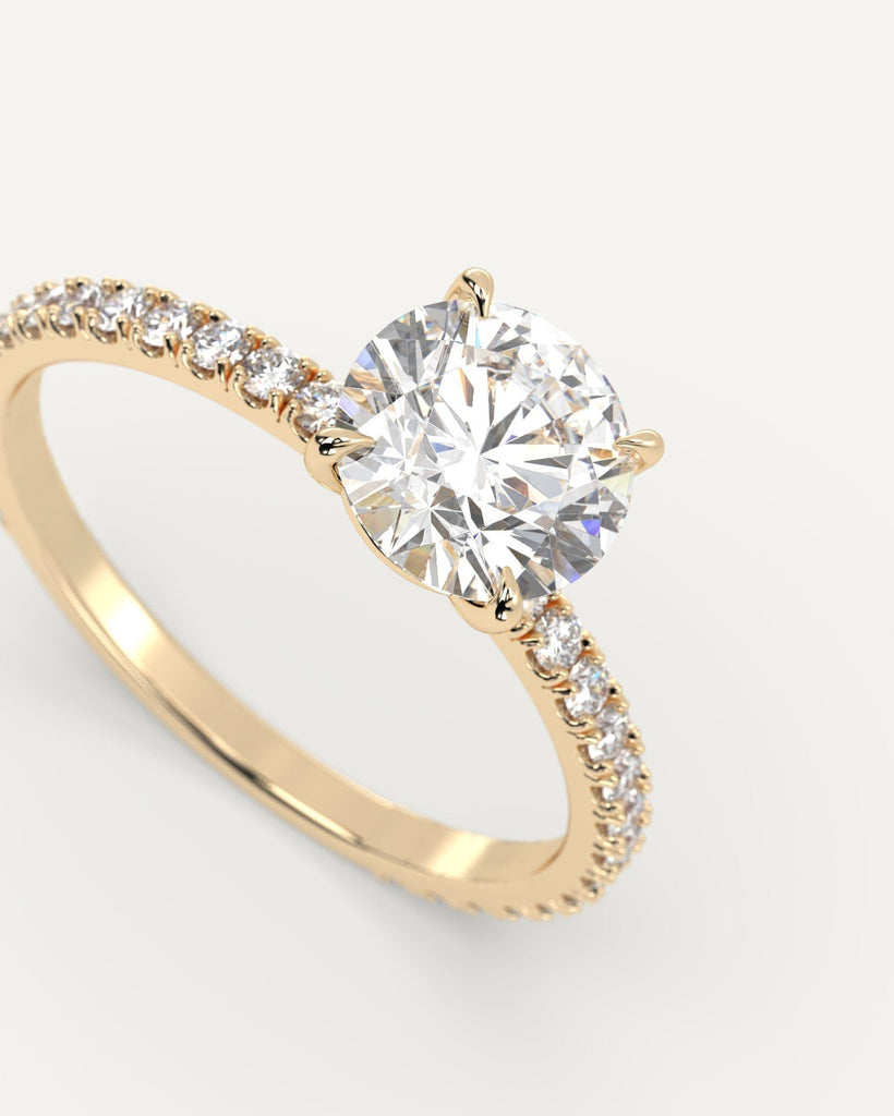 Pave Round Cut Engagement Ring 1 Carat Diamond