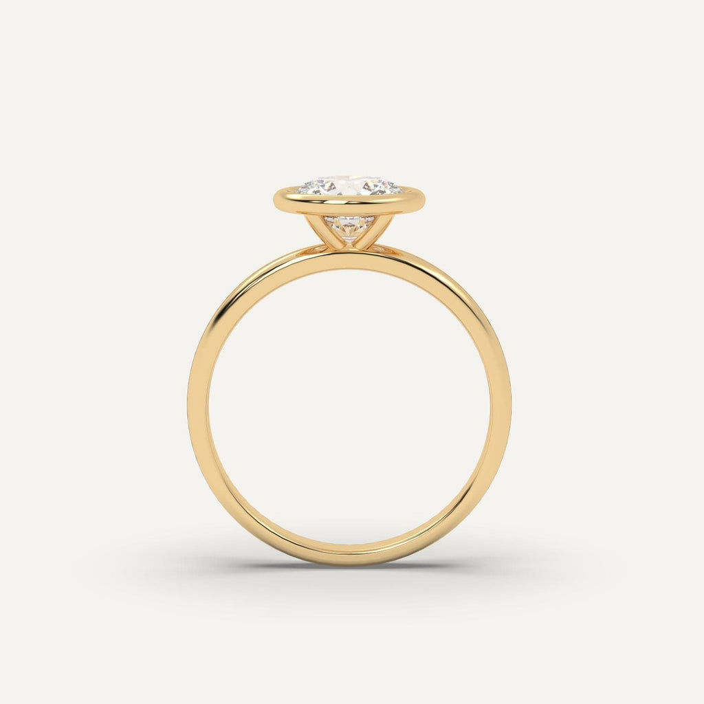 1 Carat Round Cut Engagement Ring In 14K Yellow Gold
