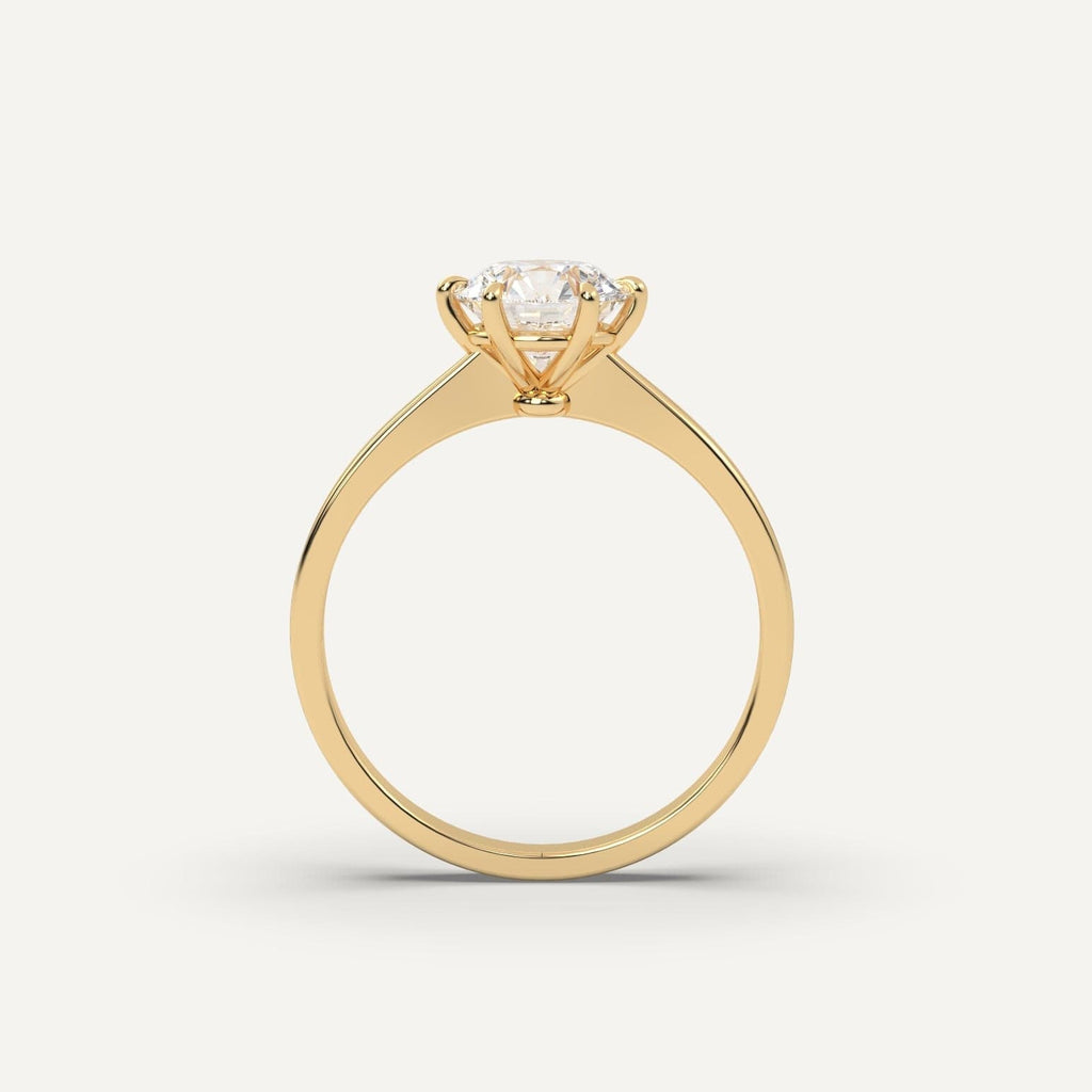 1 Carat Round Cut Engagement Ring In 14K Yellow Gold