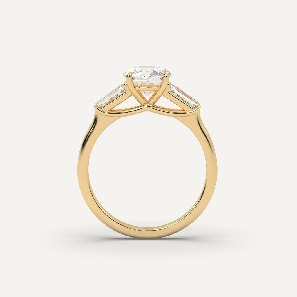 1 Carat Round Cut Engagement Ring In 14K Yellow Gold