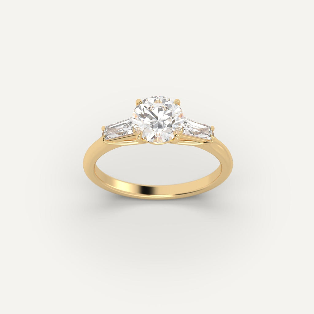 Yellow Gold 1 Carat Engagement Ring On Woman's Hand