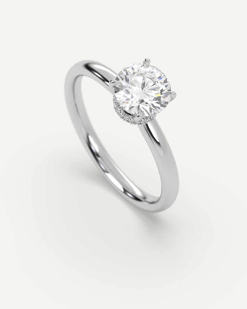 Hidden Halo Round Cut Engagement Ring 1 Carat Diamond