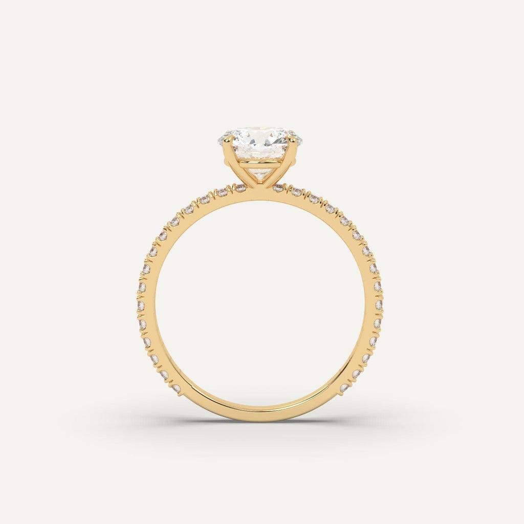 1 Carat Round Cut Engagement Ring In 14K Yellow Gold