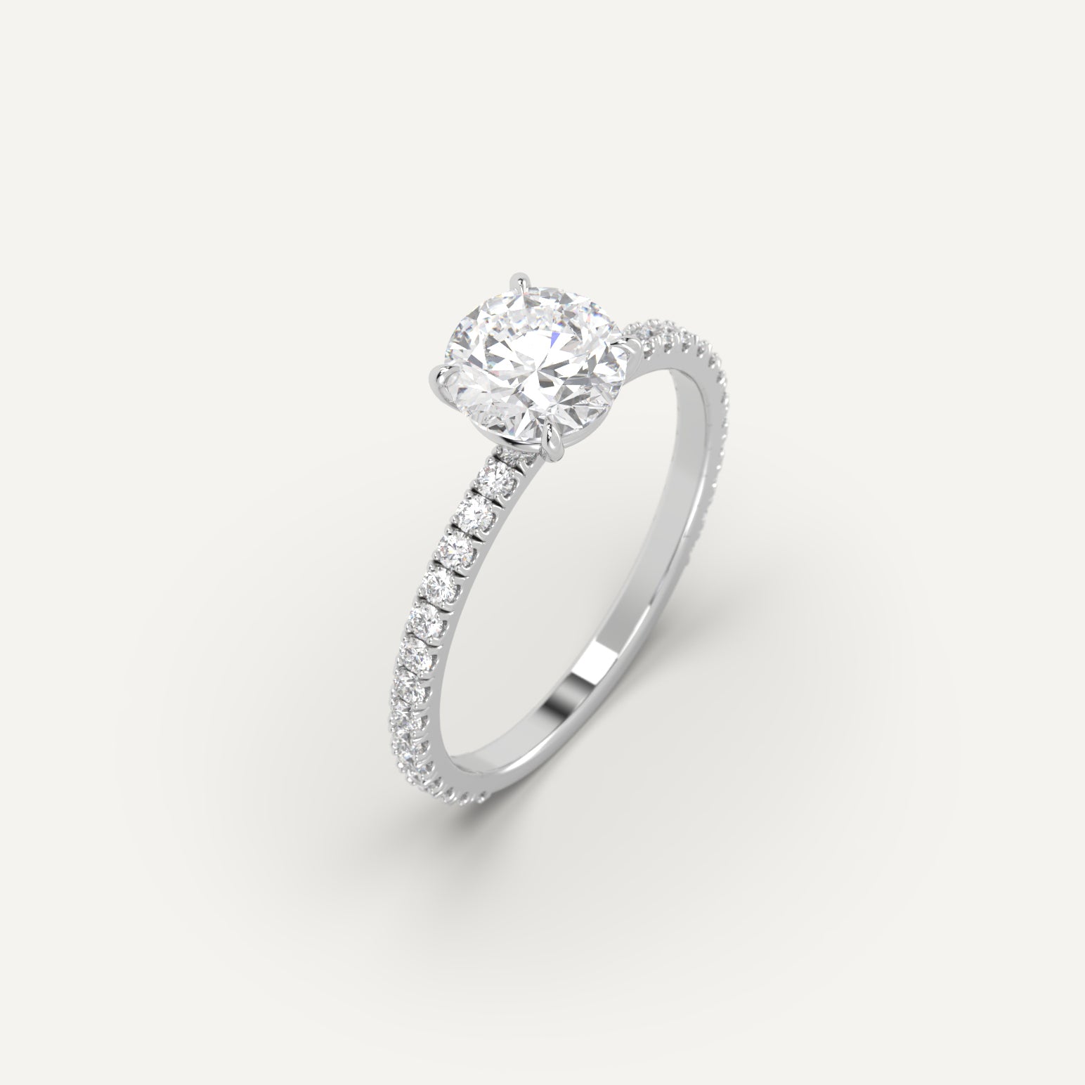 Carat Engagement Ring #1 Round Cut White Gold Pave