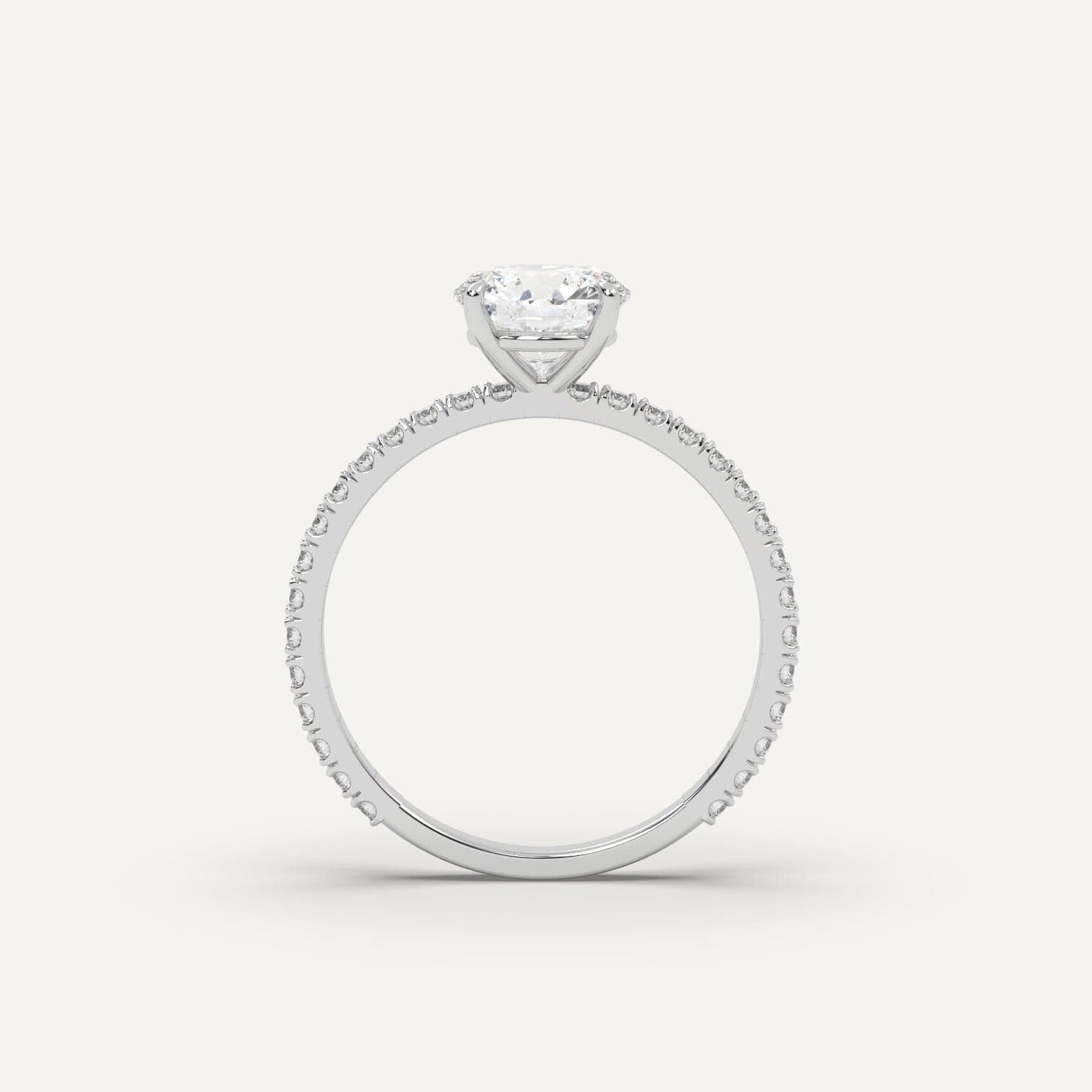 1 Carat Engagement Ring - #1 Round Cut White Gold Pave