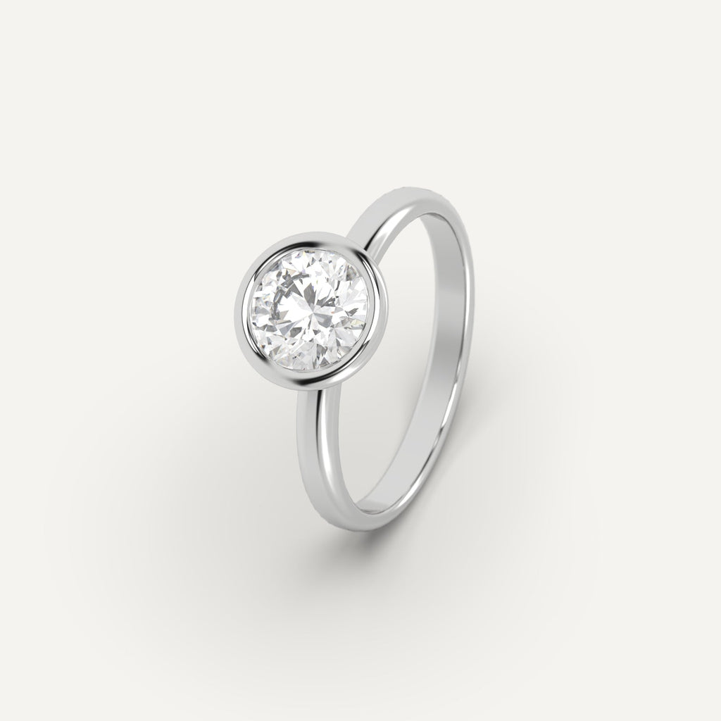 White Gold 1 Carat Engagement Ring Round Cut Diamond