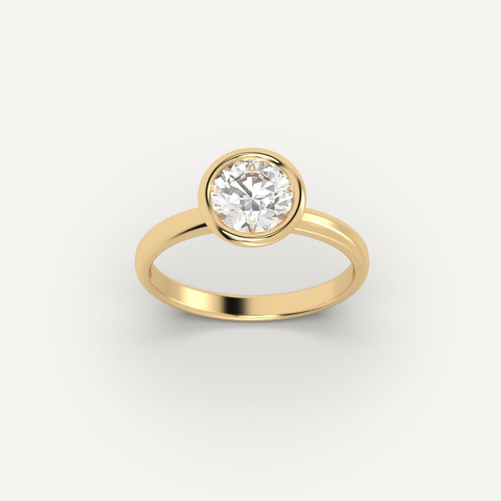 Yellow Gold 1 Carat Engagement Ring On Woman's Hand