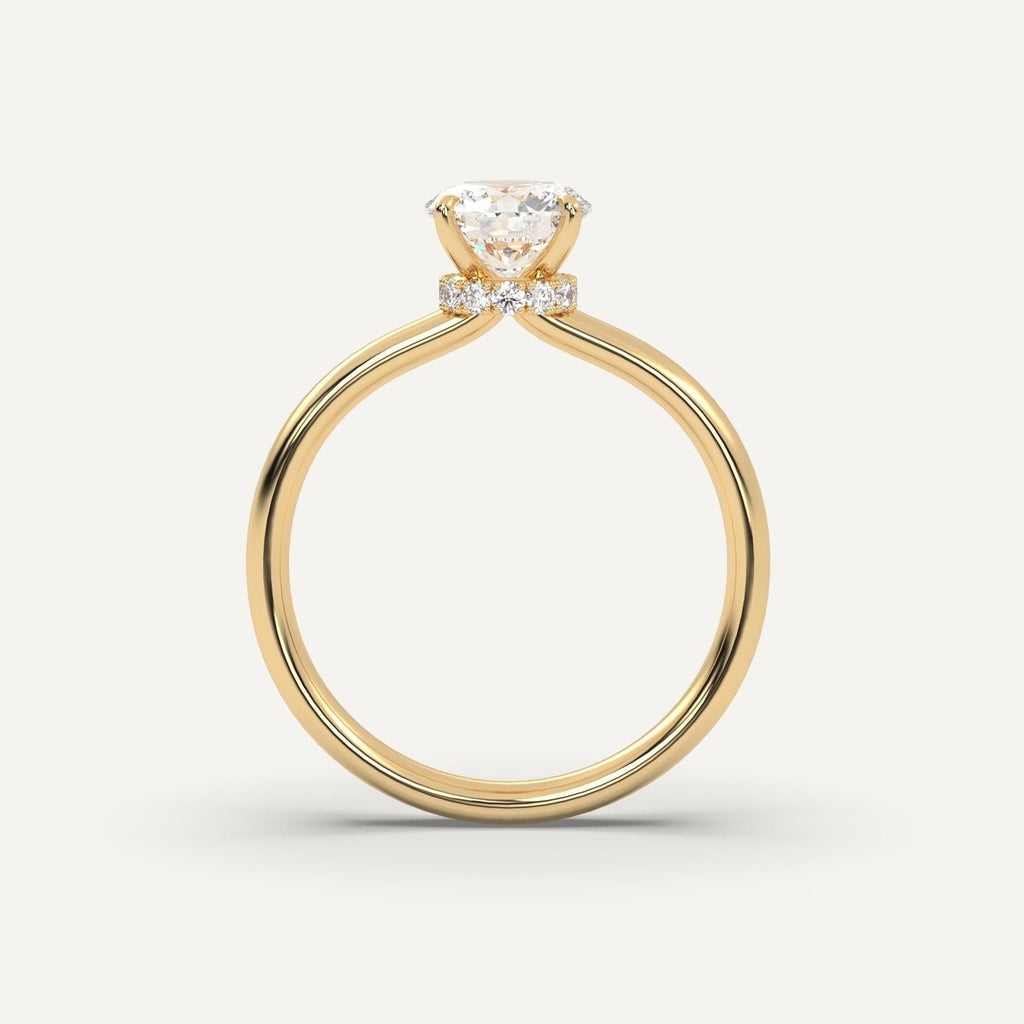 1 Carat Round Cut Engagement Ring In 14K Yellow Gold