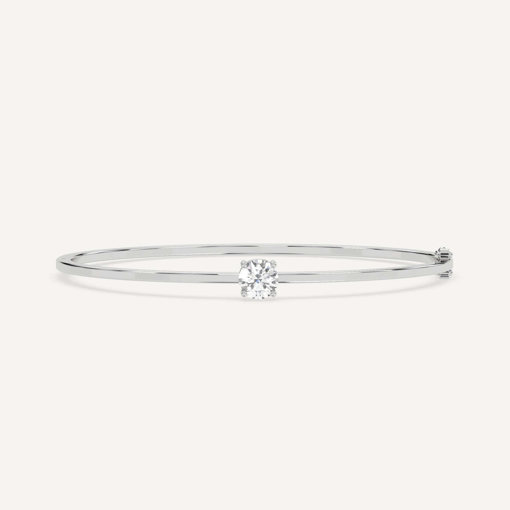 1 carat diamond solitaire, bangle bracelet in 14K white gold