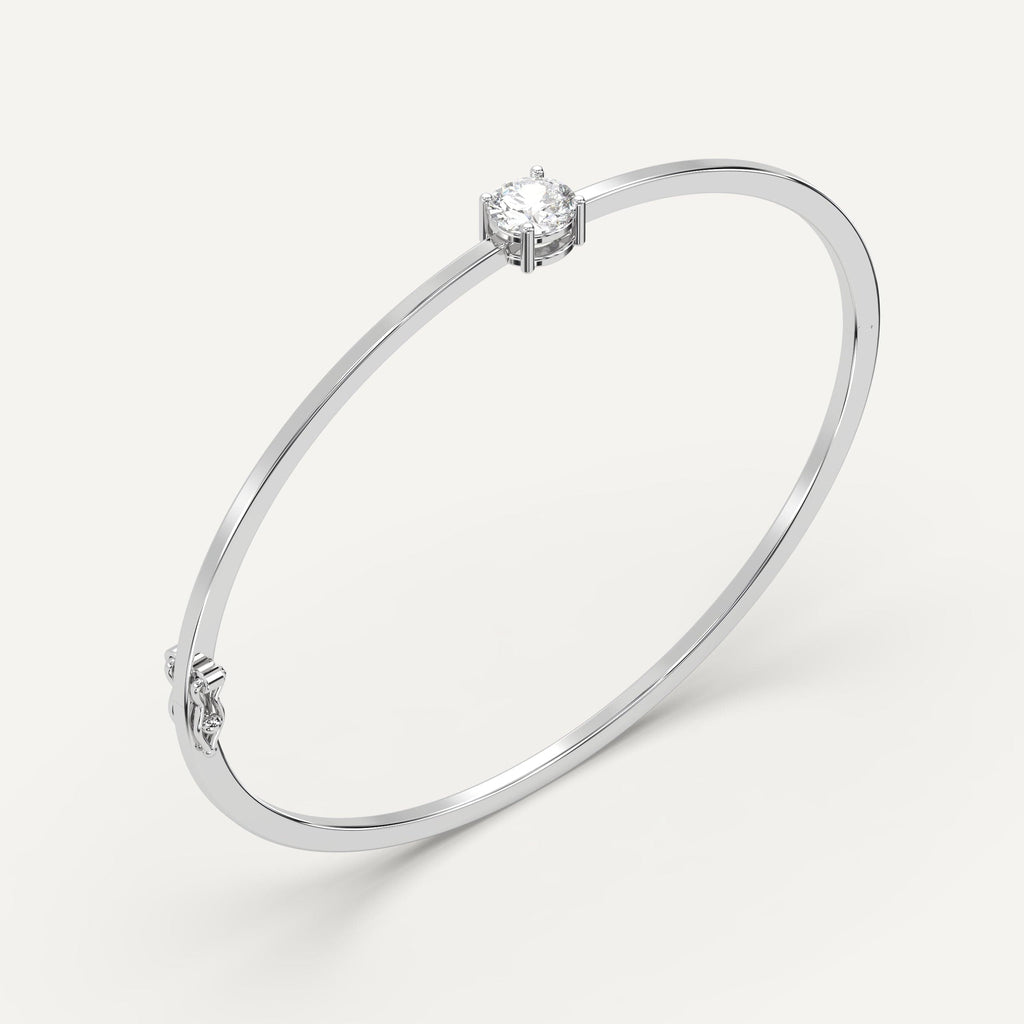 white gold solitaire, bangle bracelets with 1 carat round diamonds