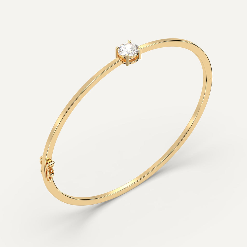 yellow gold solitaire, bangle bracelets with 1 carat round diamonds
