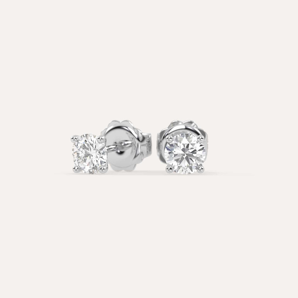 1 carat Round Diamond Stud Earrings, Natural Diamonds White Gold