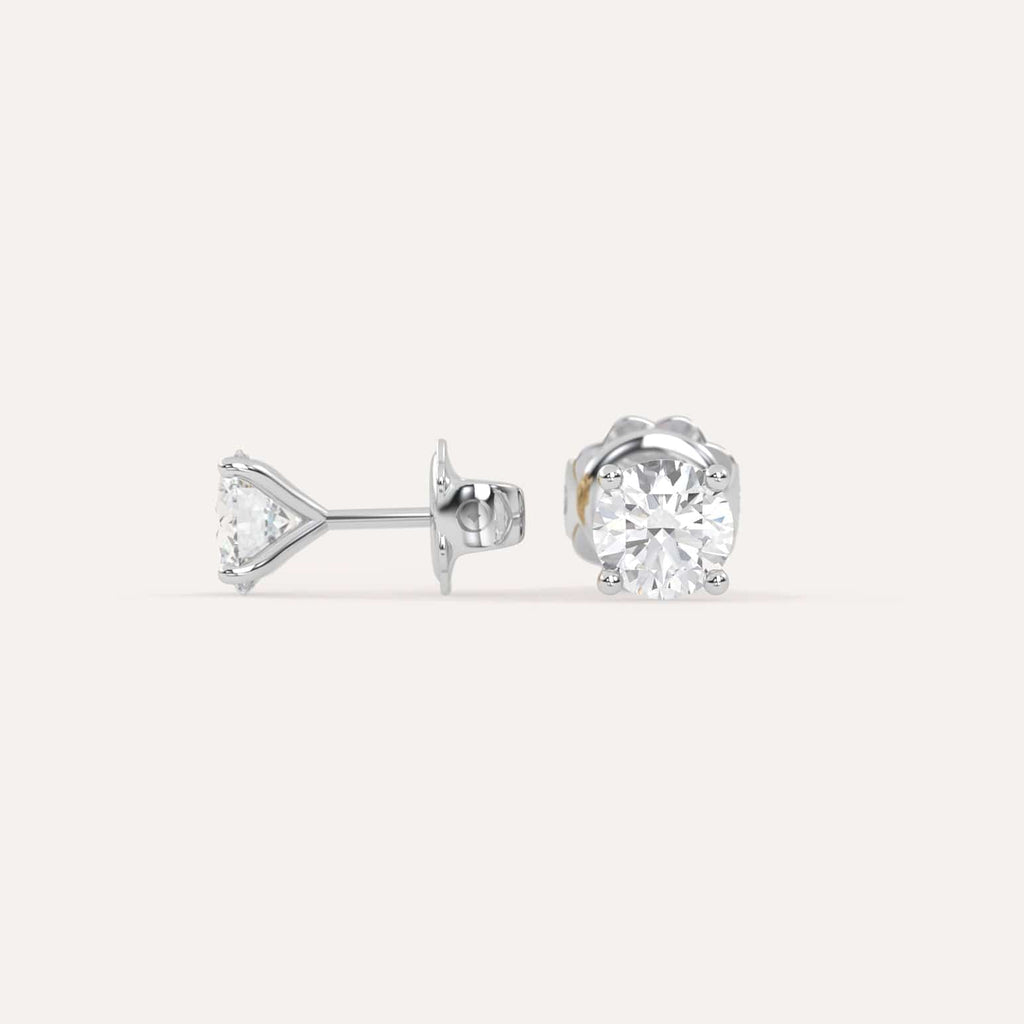 1 carat Butterfly Push Back Diamond Studs in white Gold