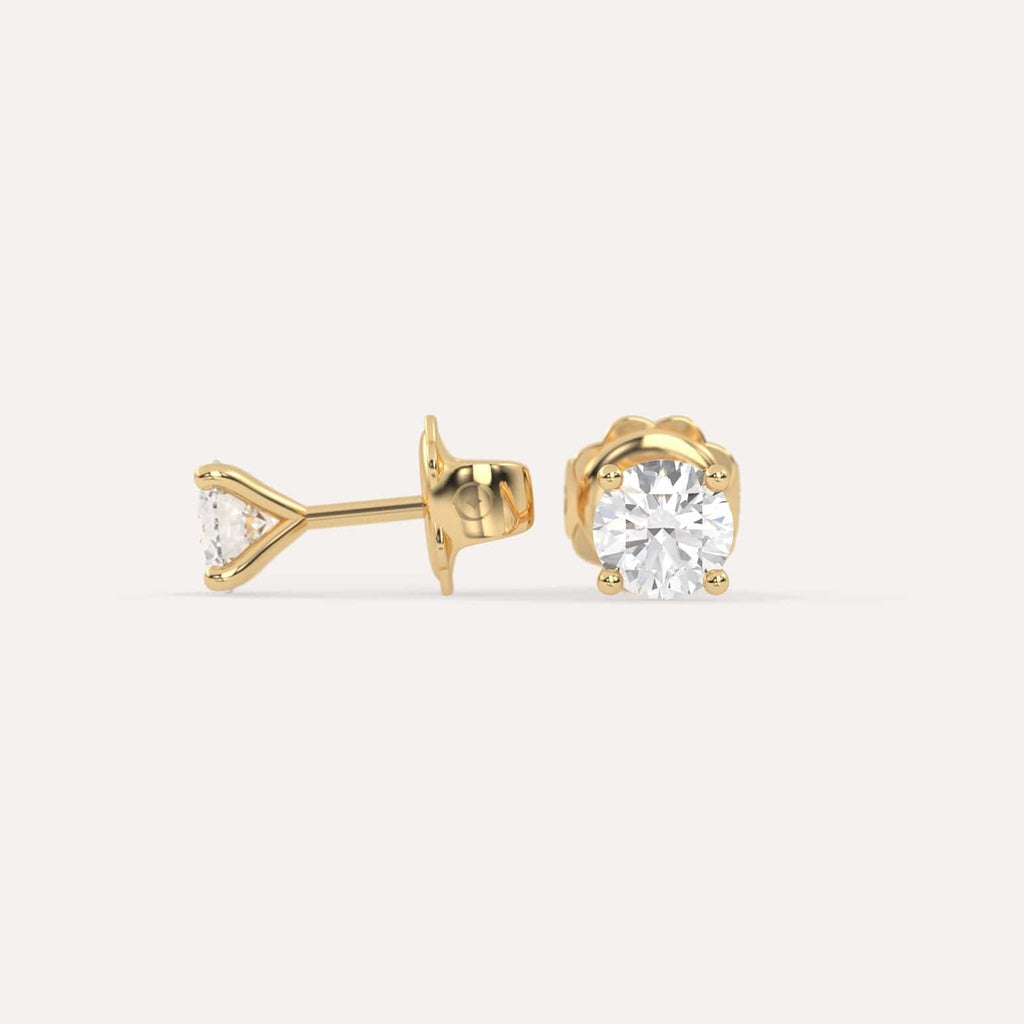 1 carat Butterfly Push Back Diamond Studs in yellow Gold