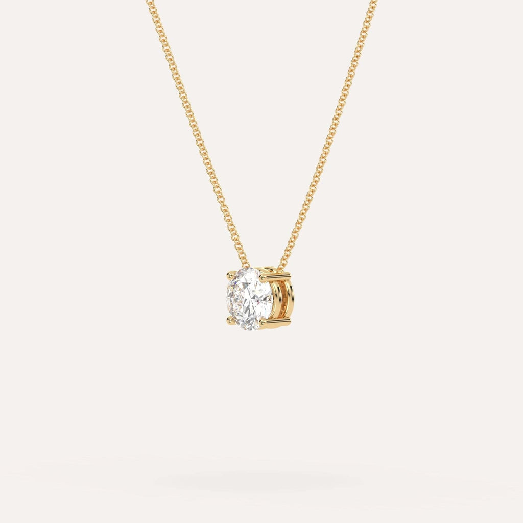 Yellow Gold Floating Diamond Necklace With 1 Carat Round Diamond