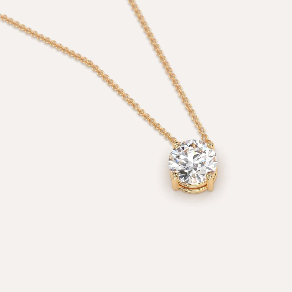Simple Diamond Floating Necklace With Round Lab Diamond In Yellow Gold