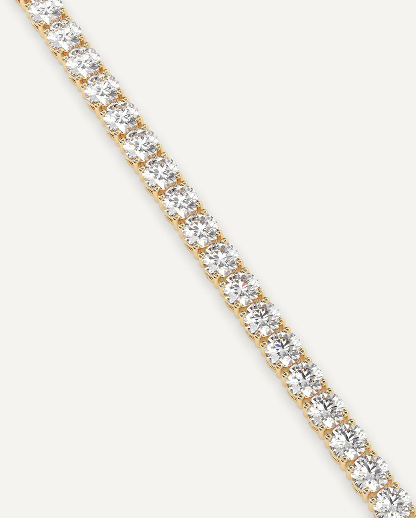 classic diamond tennis bracelet with round lab diamonds in yellow gold
