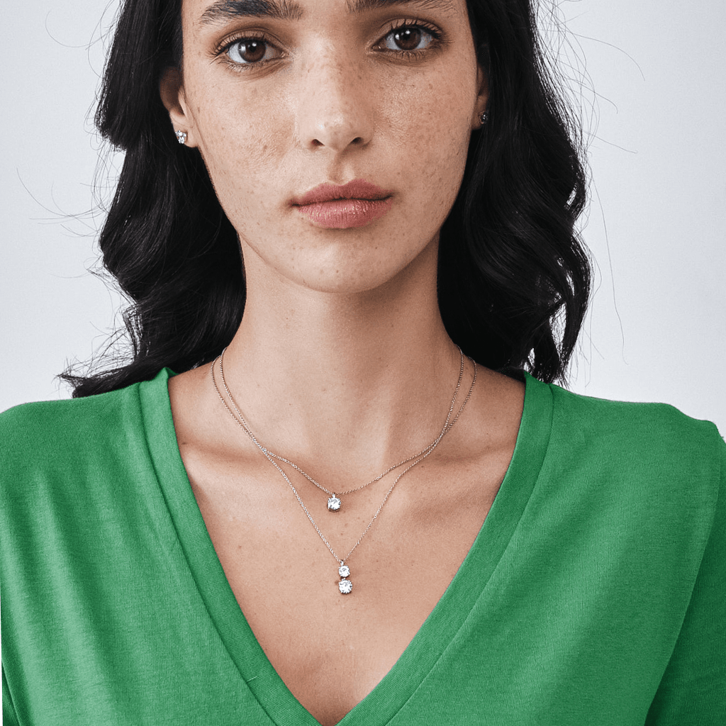 Round Diamond Necklace Pendant On Neck For Women