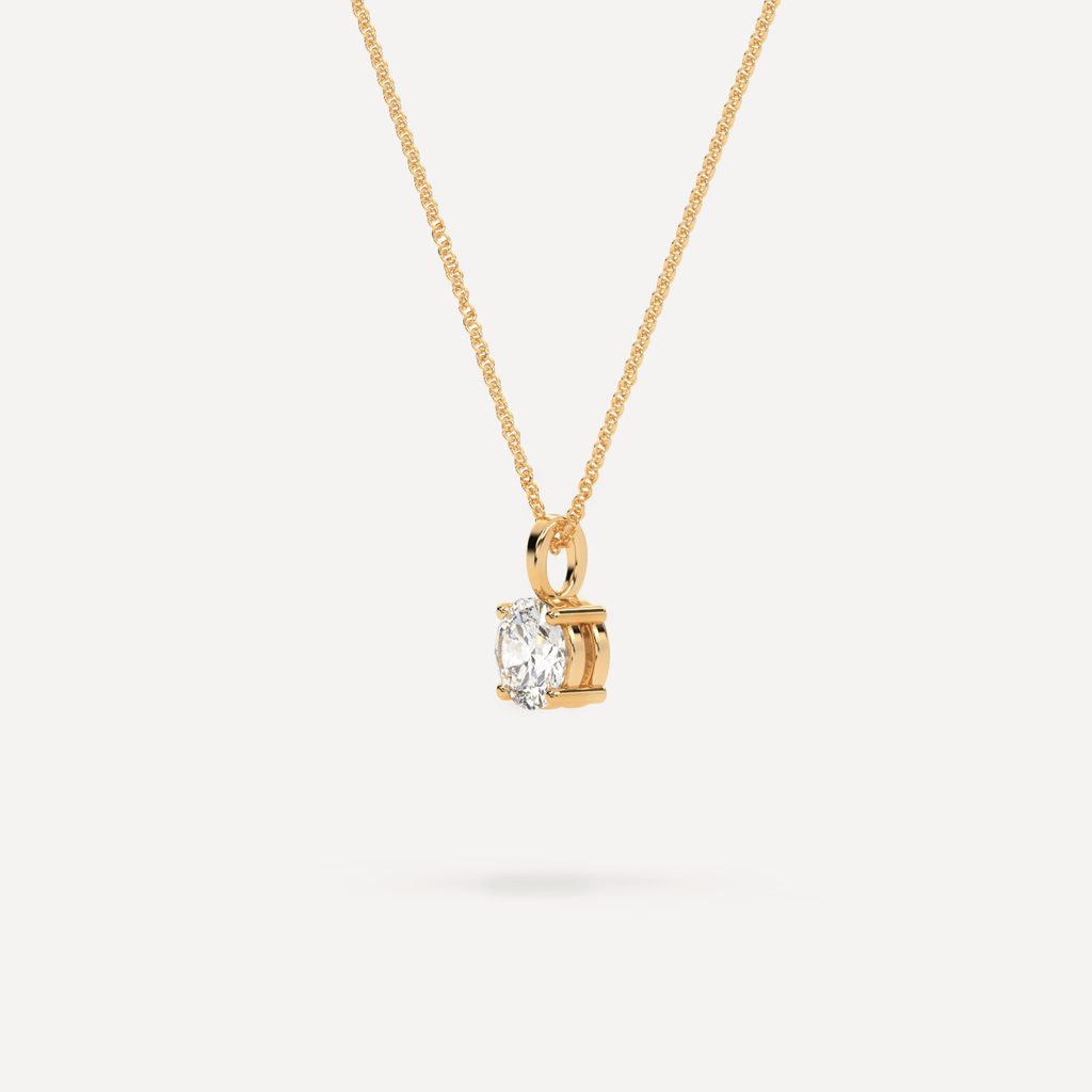 Solitaire Round Diamond Necklace Side View