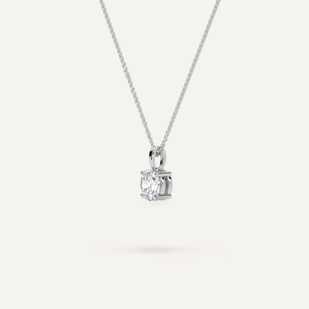 Single Diamond Pendant White Background Side View