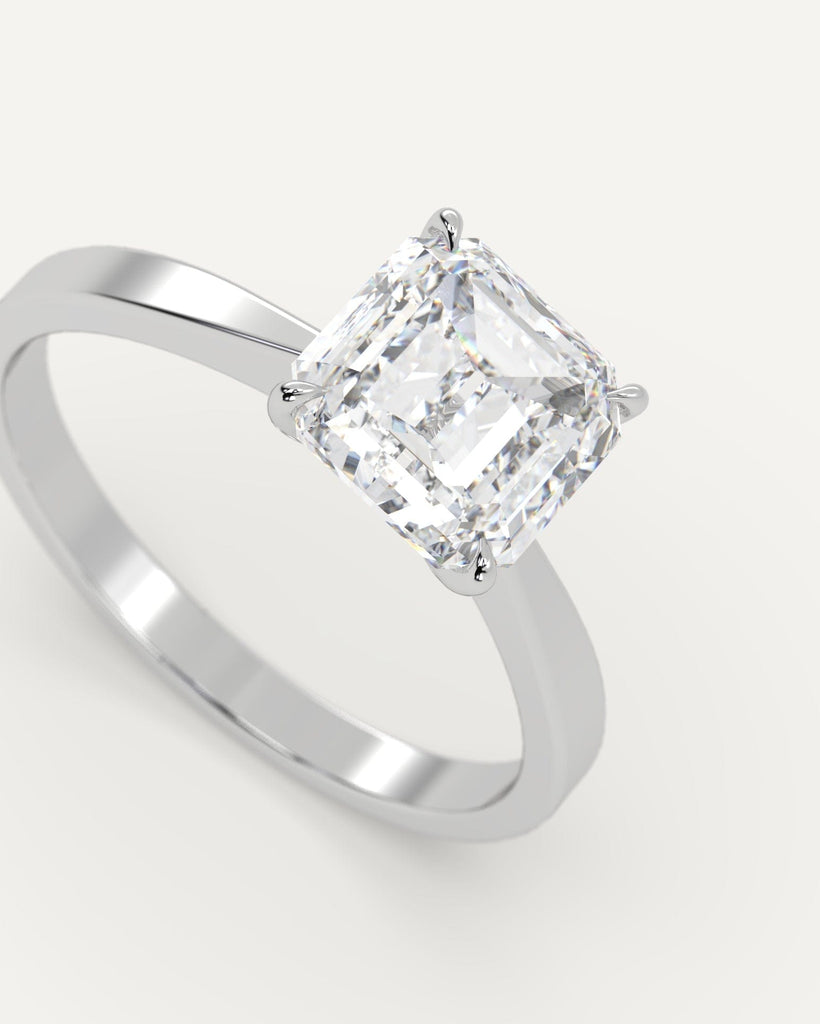 Cathedral Asscher Cut Engagement Ring 2 Carat Diamond