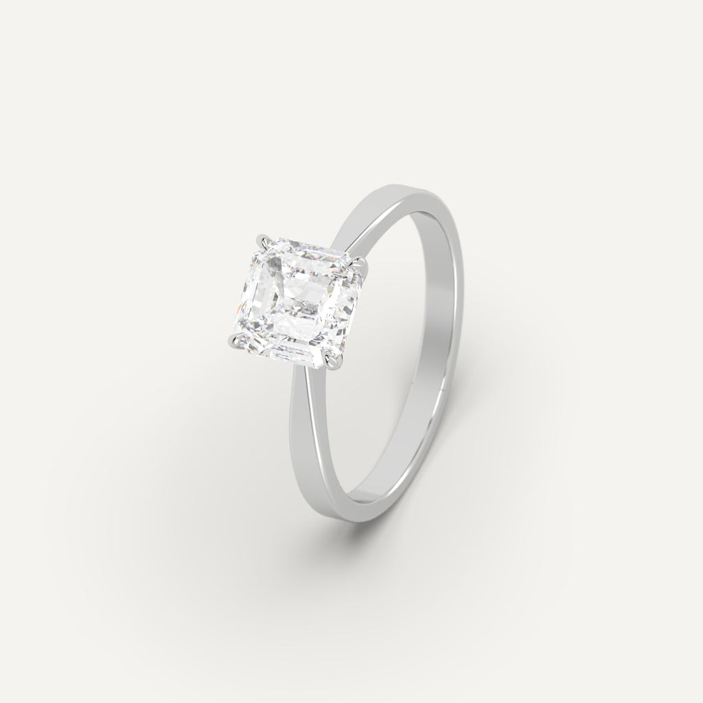 White Gold 2 Carat Engagement Ring Asscher Cut Diamond