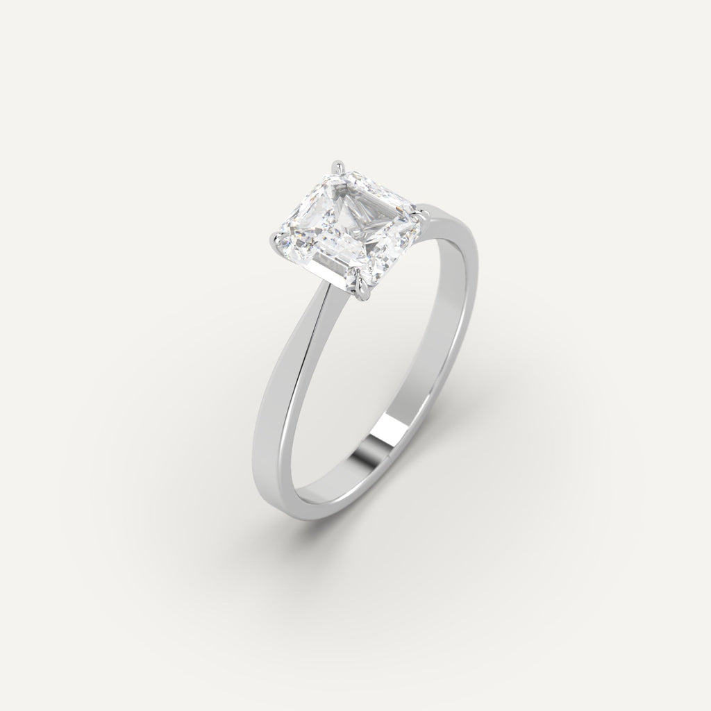 2 Carat Engagement Ring Asscher Cut Diamond In 14K White Gold