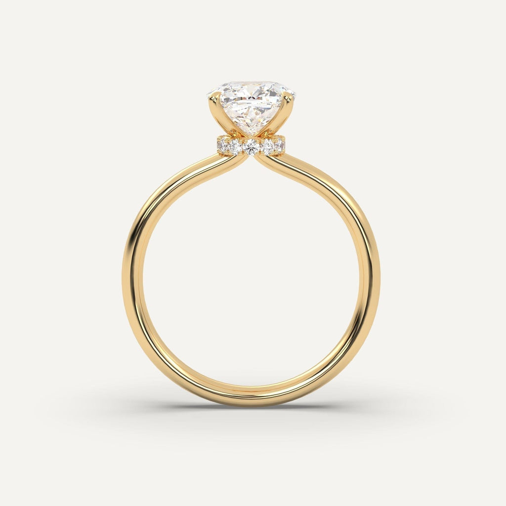 2 Carat Cushion Cut Engagement Ring In 14K Yellow Gold