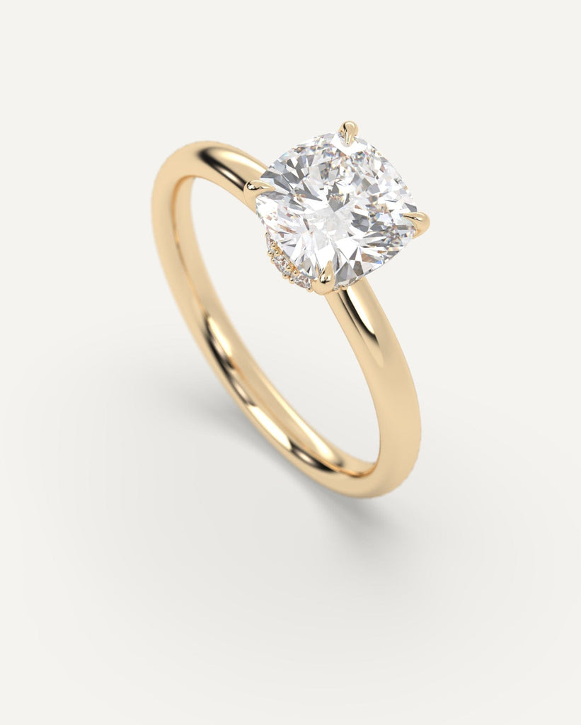 Hidden Halo Cushion Cut Engagement Ring 2 Carat Diamond