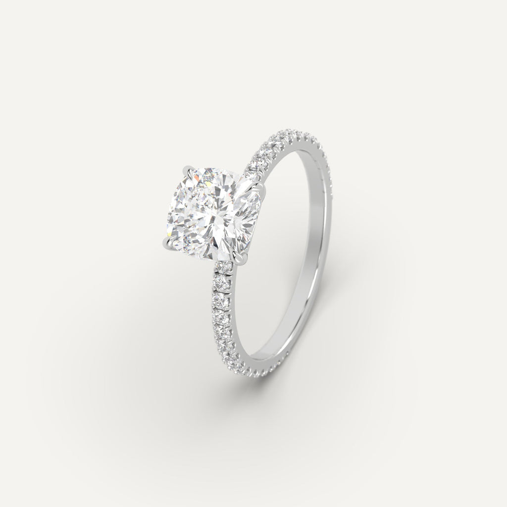 White Gold 2 Carat Engagement Ring Cushion Cut Diamond