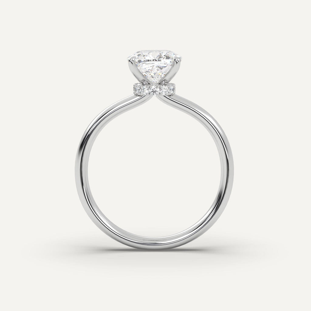 2 Carat Cushion Cut Engagement Ring In 14K White Gold