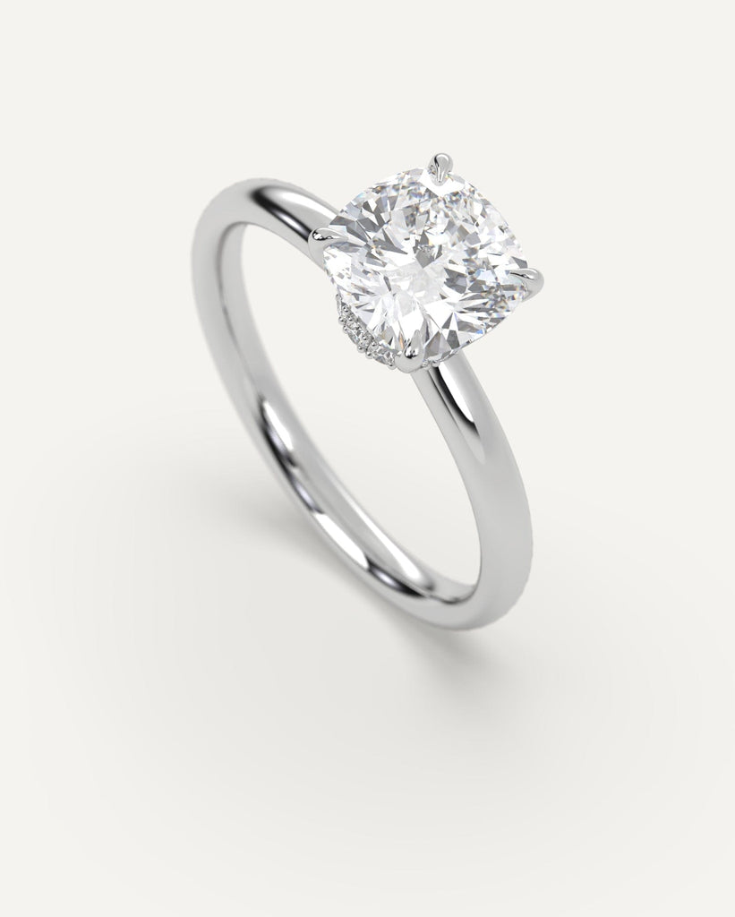 Hidden Halo Cushion Cut Engagement Ring 2 Carat Diamond