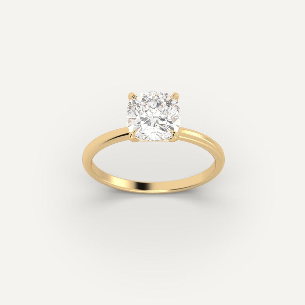 Yellow Gold 2 Carat Engagement Ring On Woman's Hand