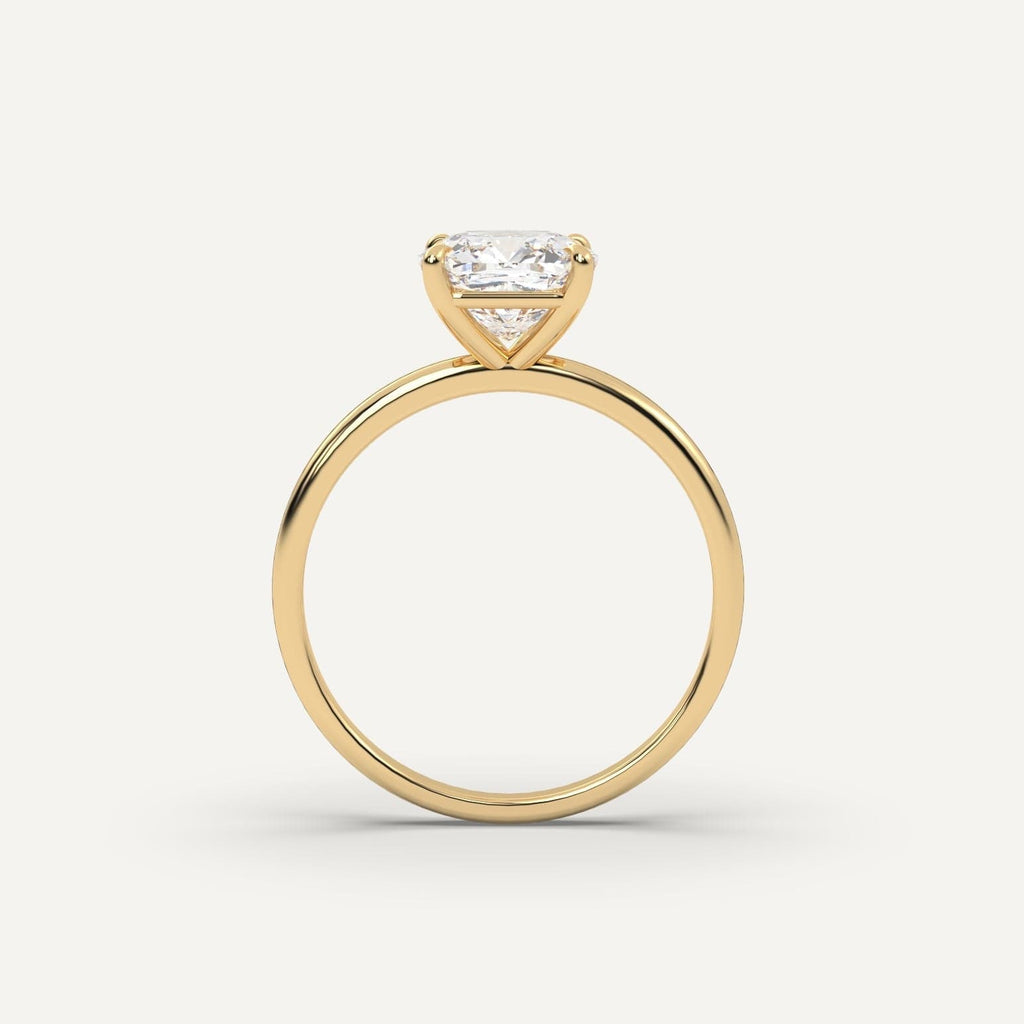 2 Carat Cushion Cut Engagement Ring In 14K Yellow Gold