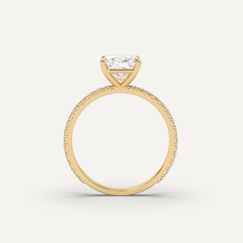 2 Carat Cushion Cut Engagement Ring In 14K Yellow Gold