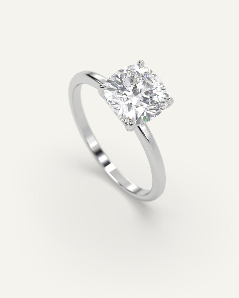 Solitaire Cushion Cut Engagement Ring 2 Carat Diamond