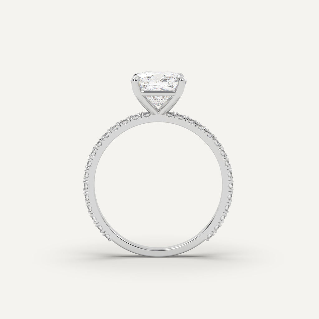 2 Carat Cushion Cut Engagement Ring In 14K White Gold