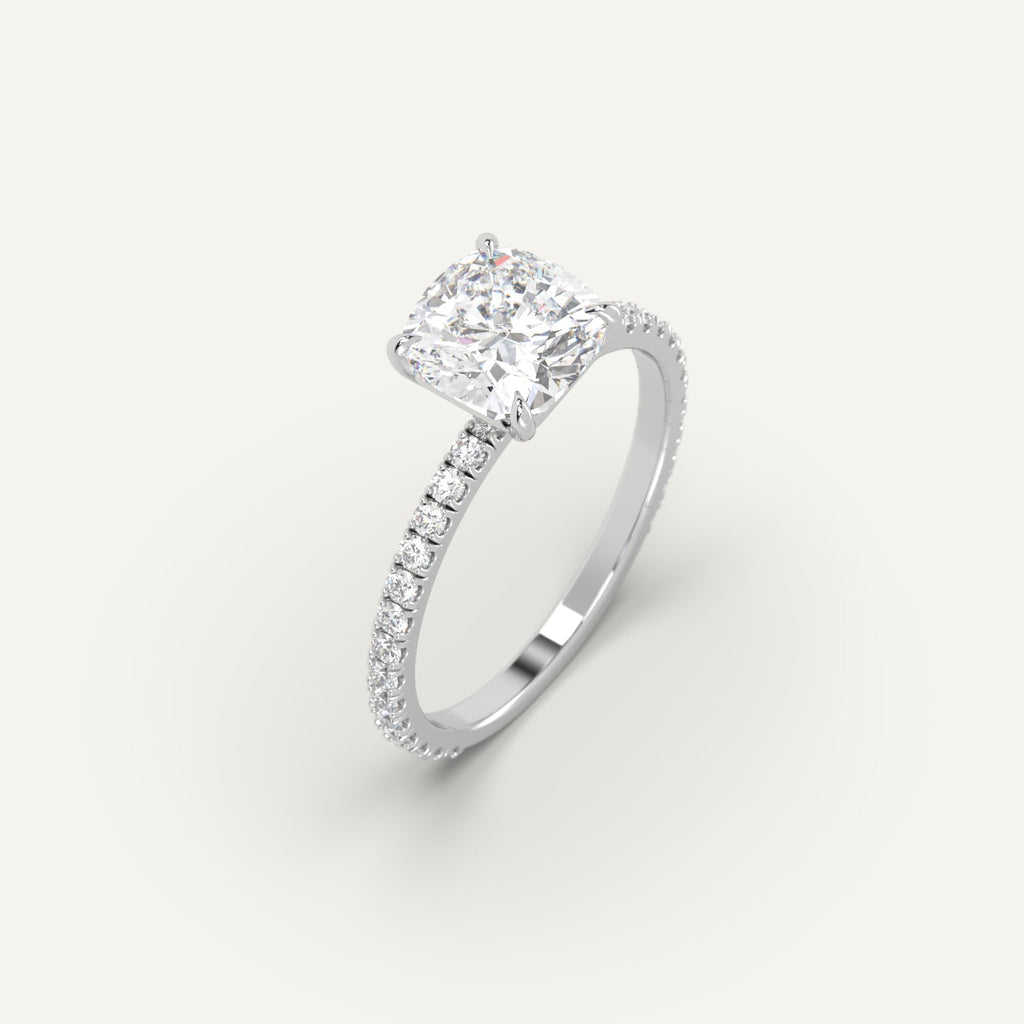 2 Carat Engagement Ring Cushion Cut Diamond In Platinum