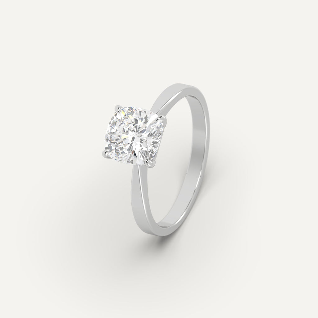 Platinum 2 Carat Engagement Ring Cushion Cut Diamond