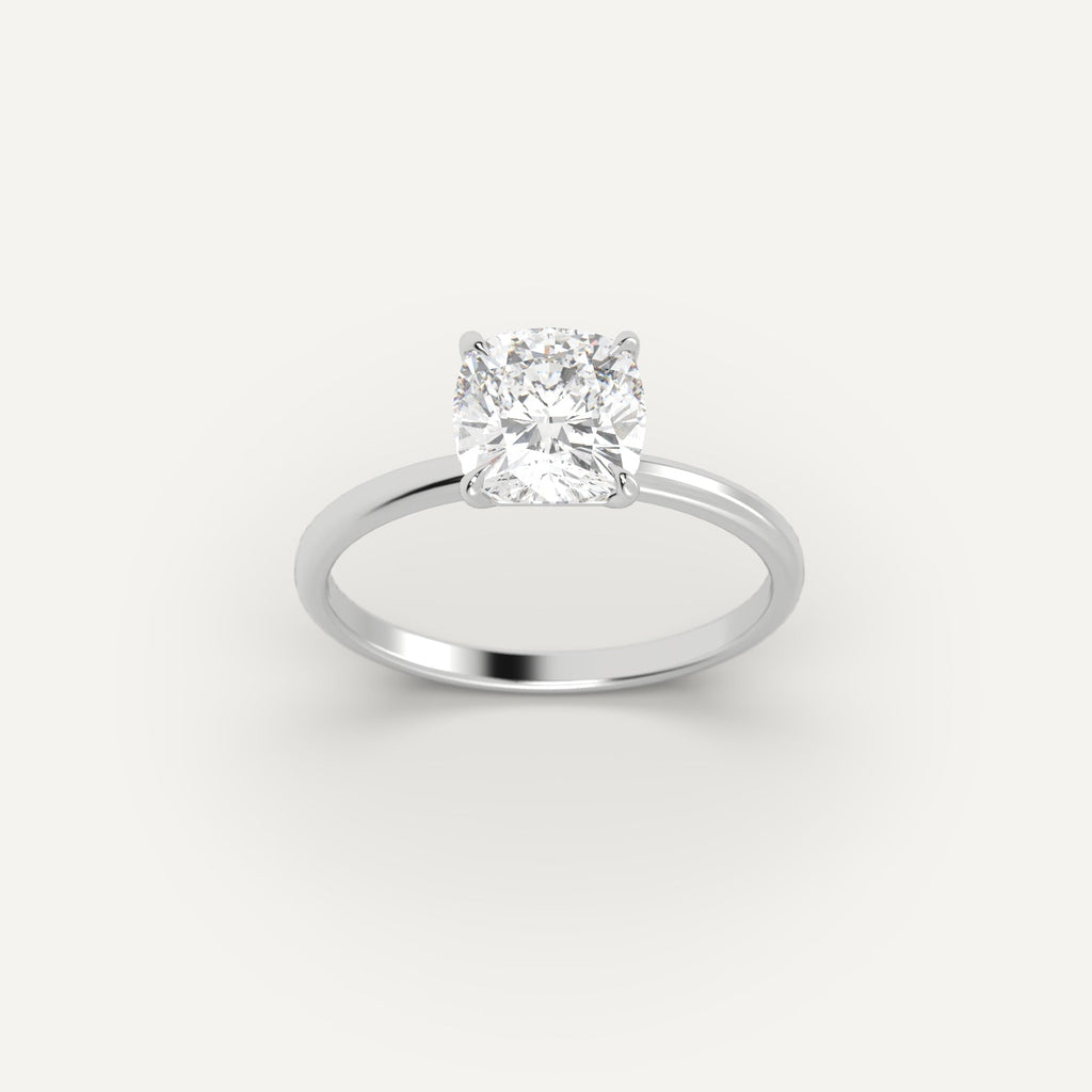 White Gold 2 Carat Engagement Ring On Woman's Hand