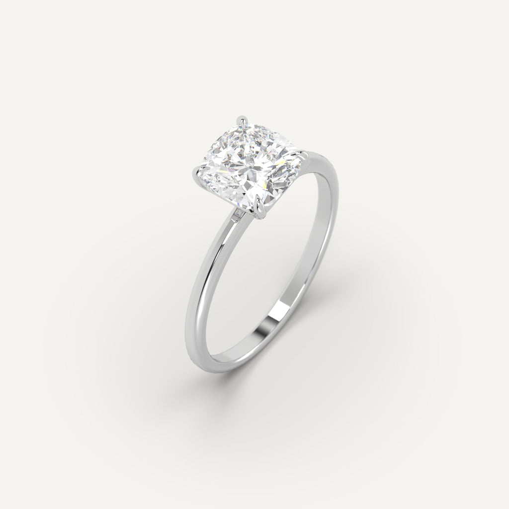 2 Carat Engagement Ring Cushion Cut Diamond In 14K White Gold