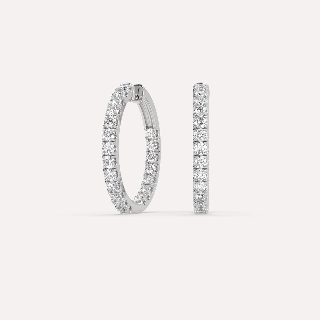 2 carat Diamond Hoop Earrings, Lab Diamonds White Gold