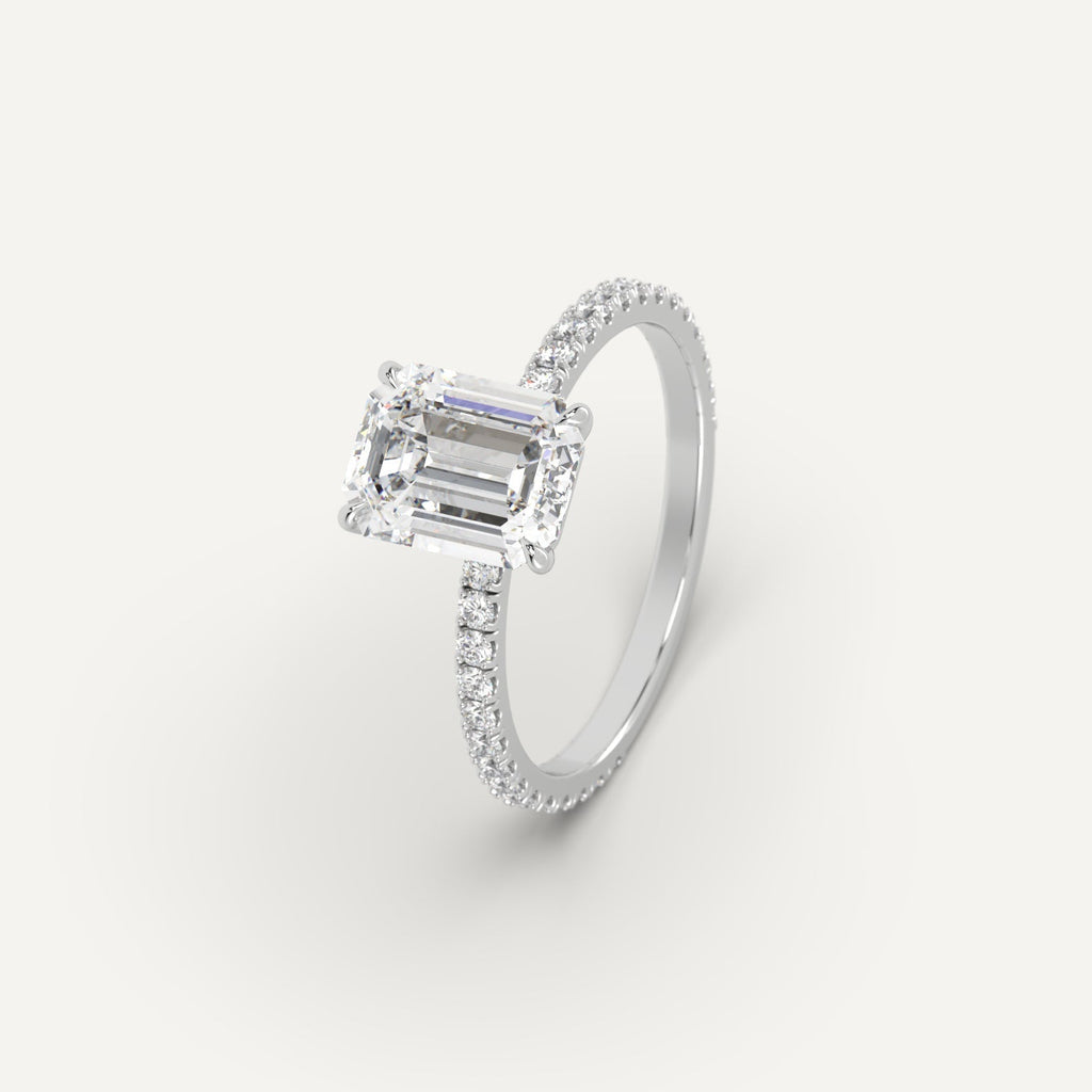 White Gold 2 Carat Engagement Ring Emerald Cut Diamond