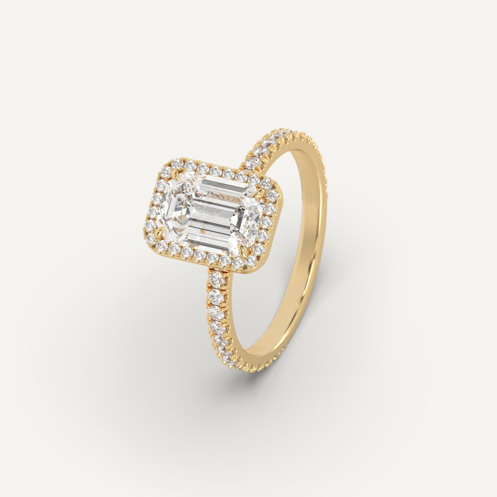 Yellow Gold 2 Carat Engagement Ring Emerald Cut Diamond