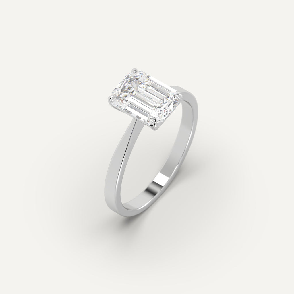 2 Carat Engagement Ring Emerald Cut Diamond In 14K White Gold