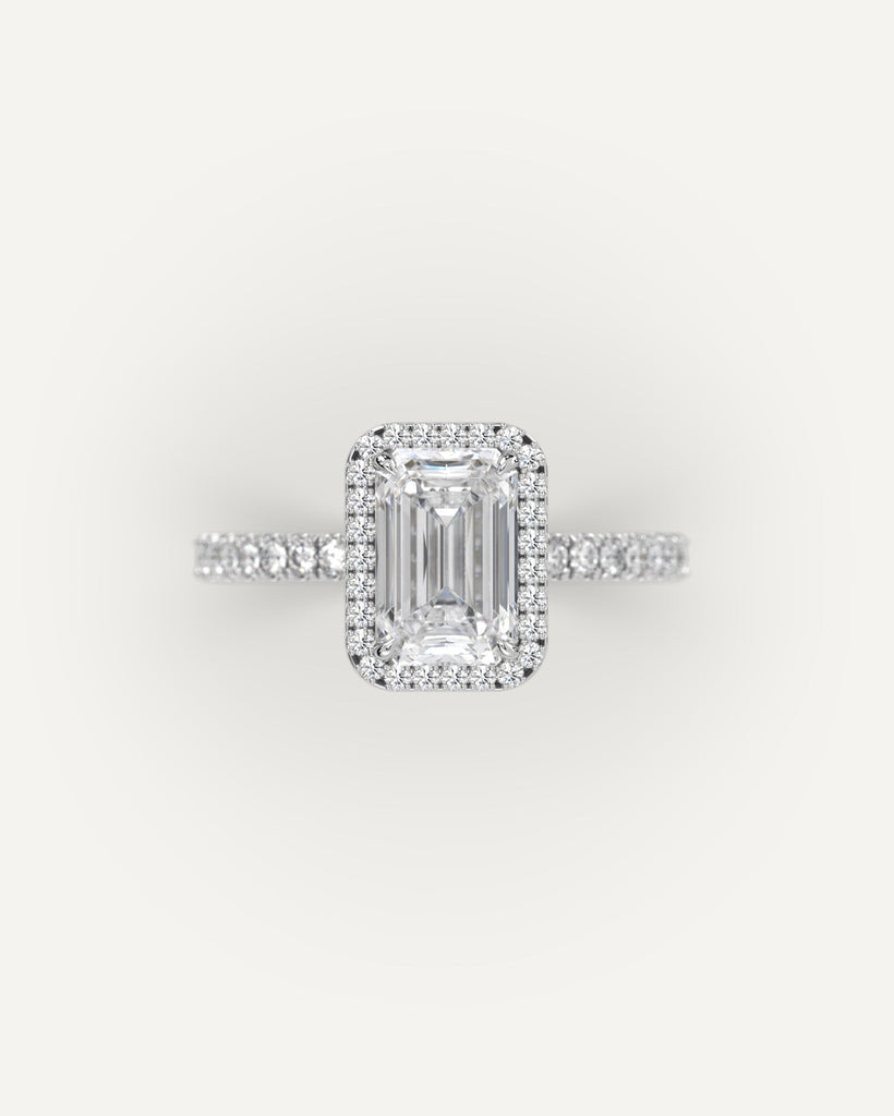 Halo Emerald Cut Engagement Ring 2 Carat Diamond