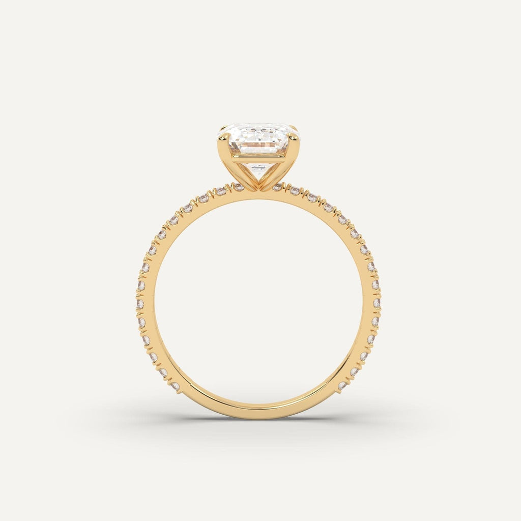 2 Carat Emerald Cut Engagement Ring In 14K Yellow Gold